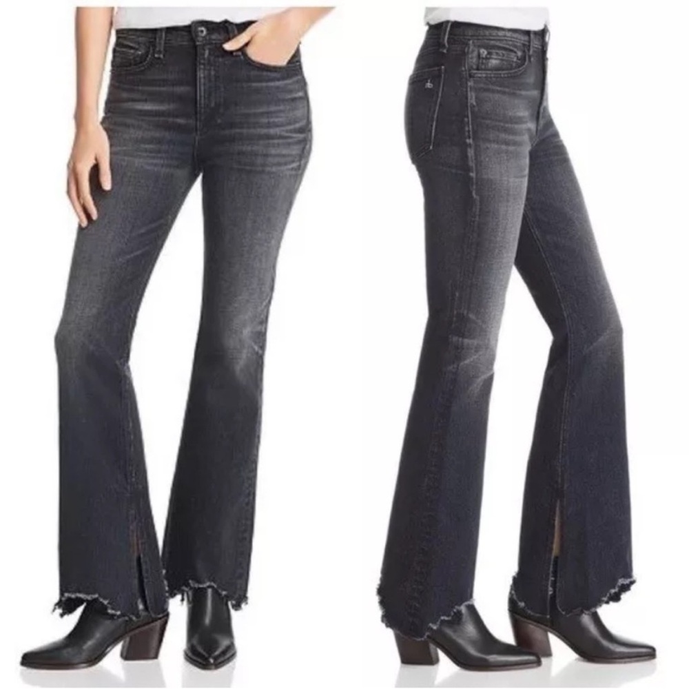 Rag & Bone High Rise Flare Nina Washed Black Women’s Size 27 NWT
